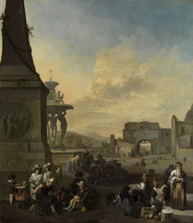 Markttreiben auf der Piazza del Popolo in Rom